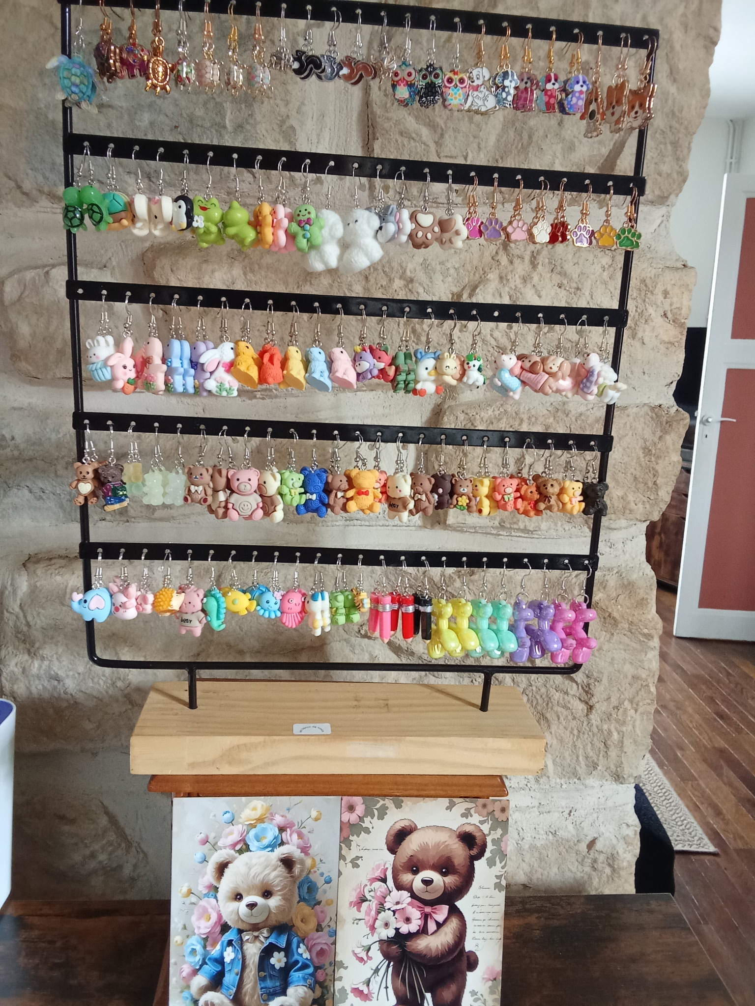 Boucles d'oreilles enfant animaux colorés fait main par Fabienne pour Les bijoux de Ninice