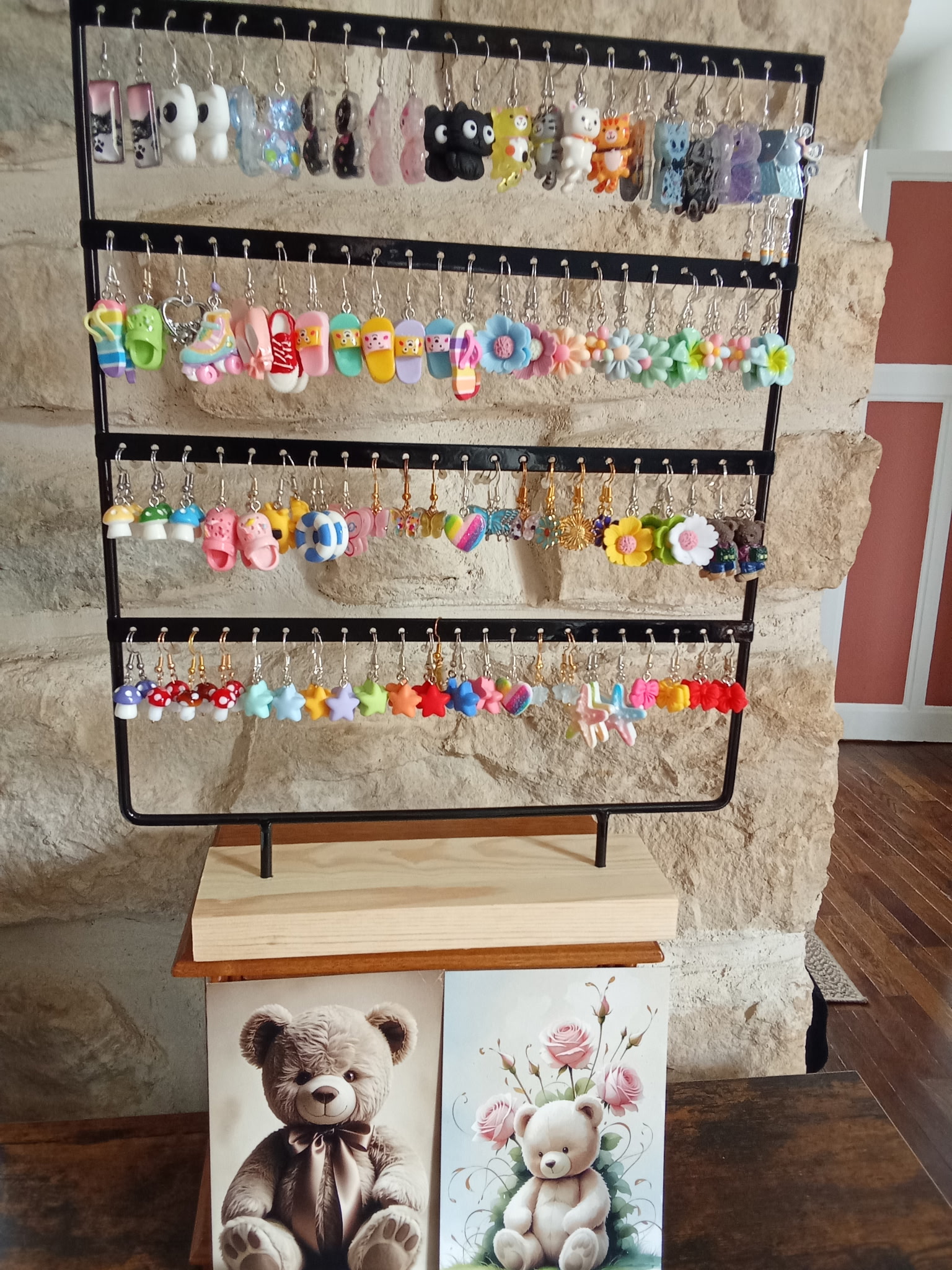 Boucles d'oreilles enfant fleurs et animaux fait main par Fabienne pour Les bijoux de Ninice